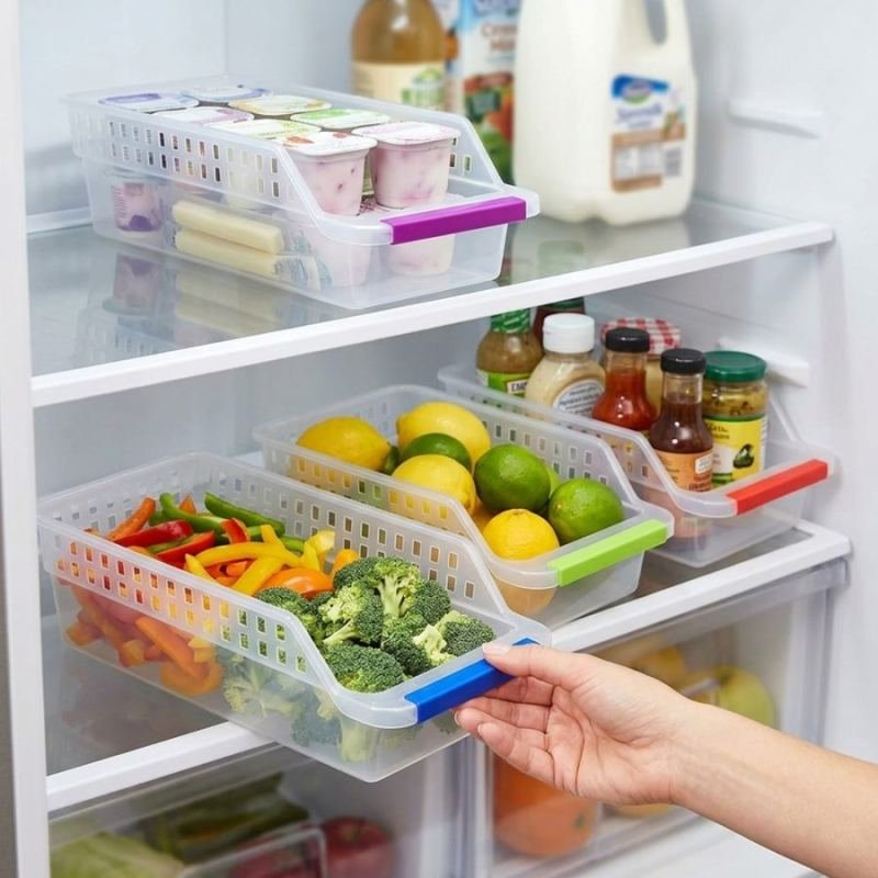 10-Piece Refrigerator Organizer Set - 6 Drawers & 4 Mats For Kitchen, Event, And Party Supplies