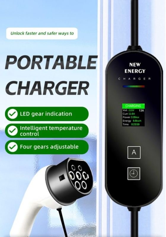 13A EV Charging Cable Type 2 UK Plug 3 Pin Electric Vehicle Car Charger 3.5KW