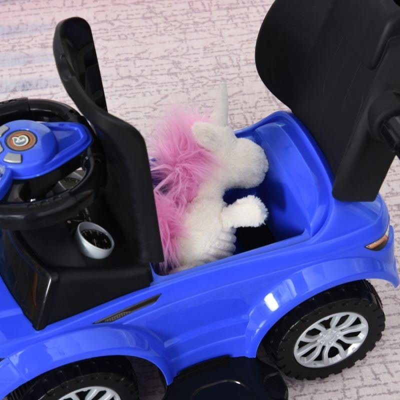 3 In 1 Push Cars for Toddlers Kid Ride on Push Car Stroller Sliding Car with Horn Music Light Function Secure Bar Ride on Toy for Boy Girl 18-36 Months, Blue