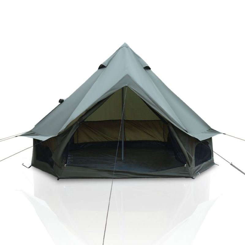 4 Season Bell Tent 9.8 FT, Green Waterproof Glamping Yurt Tent with Stove Jack, Fits 4 People Family Camping Tent for Outdoor Parties & Camping