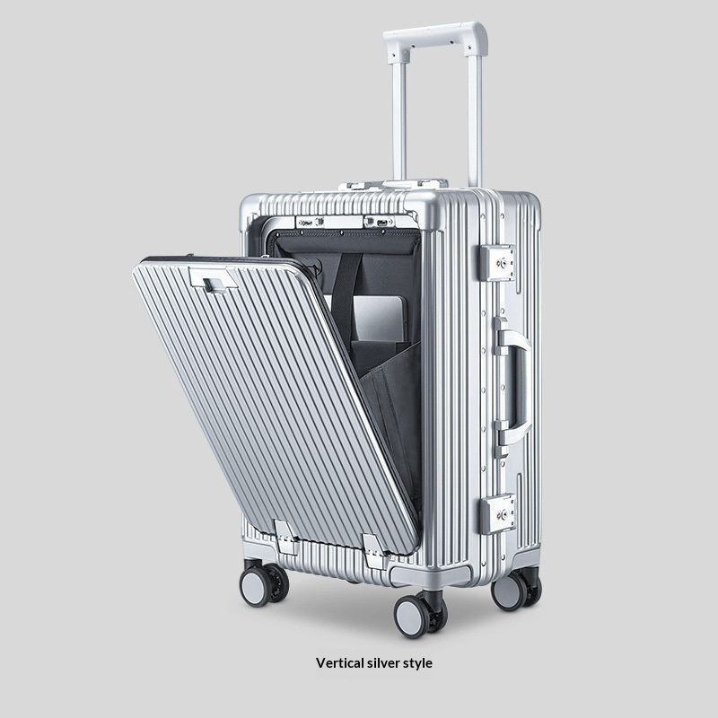 Aluminum-frame Coded Rolling Suitcase 20-inch With Omnidirectional Wheels And Charging Capability