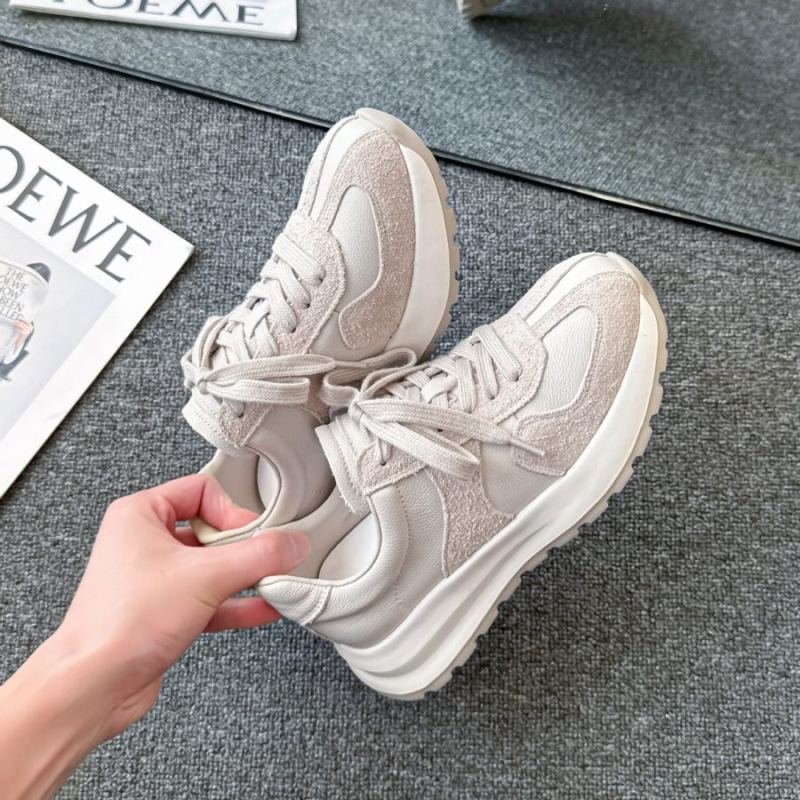 Casual Lace-up Genuine Leather Dad Shoes For Women