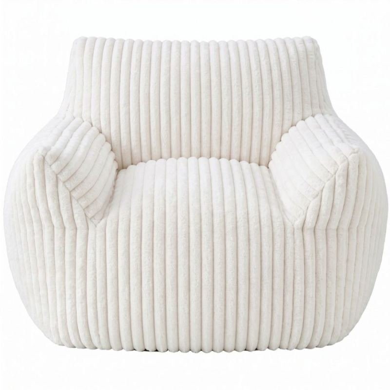 Fluffy Bean Bag Lounge Chair, Cloud-Style Single Sofa With Armrests, Super Soft For Reading And Relaxation