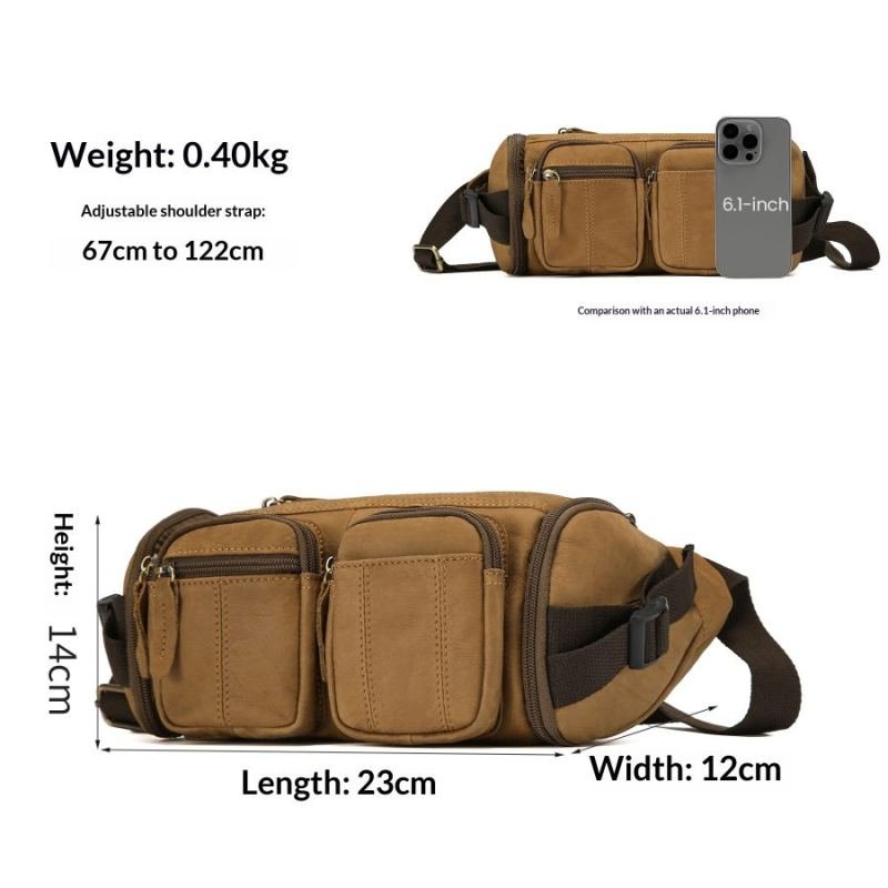 Hot-Selling New Style Frosted Leather Chest Bag, Multi-Functional Casual Crossbody Bag, Genuine Leather Bag, Large Capacity Waist Bag, Tool Bag
