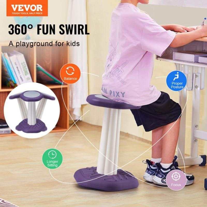 Kids Wobble Chair, Active Chair With Sponge Cushion, Wobble Stool Improves Focus, Posture And Calm Children, Ideal For Schools And Home, Age 7-14, Purple