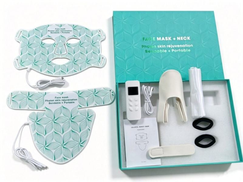 LED Red Light Mask Device, 8-Color Spectrometer, Facial Infrared Photon Silicone Beauty Mask