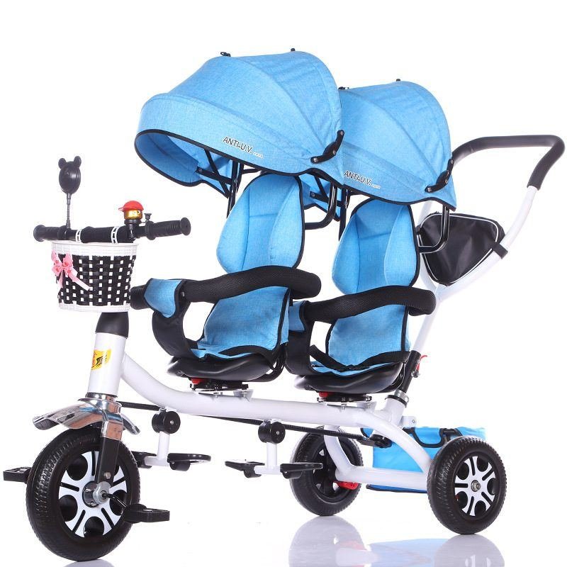 Lightweight Twin Baby Tricycle Stroller