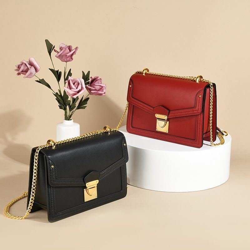Louis Schwab Women's Retro Chic Handbag Single Shoulder Bag Crossbody Bag Stylish & Elegant Design Gold-Plated Fastener Small Square Shape