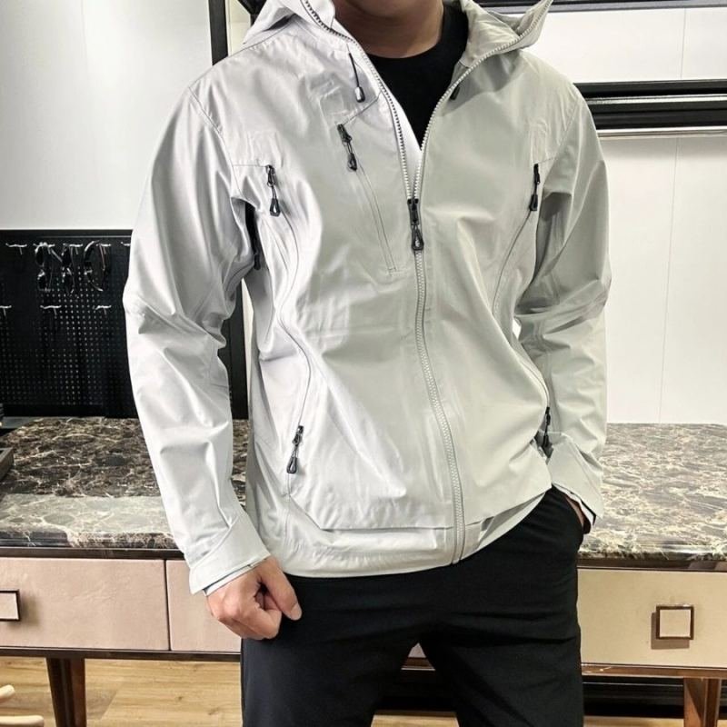 Men Hooded Rain Jacket Fully Seam Sealed Windbreaker Waterproof Breathable Outdoor Shell Jacket For Cycling Camping Trekking Travel Windproof Raincoat