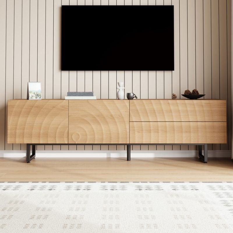 Modern TV Cabinet, TV Stand, TV Panel, Low TV Stand. Unique Design, 3D Texture. 180 X38 X 51.5 Cm L X W X H