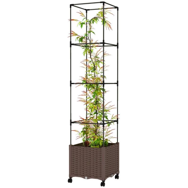 Plant Cage,Raised Garden Bed,Mobile Trellis Plant Bed