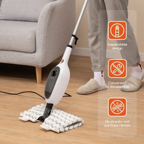 Steam Mops For Floor Cleaning, Unique Double-Sided Flip Design, 15 Seconds Fast Heating 10-in-1 Steam Cleaner For Kitchen, Living Room Wood Floor Tile Cleaning