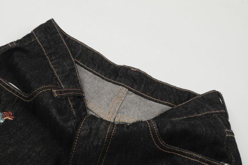Washed Cartoon Machete Jeans For Men And Women